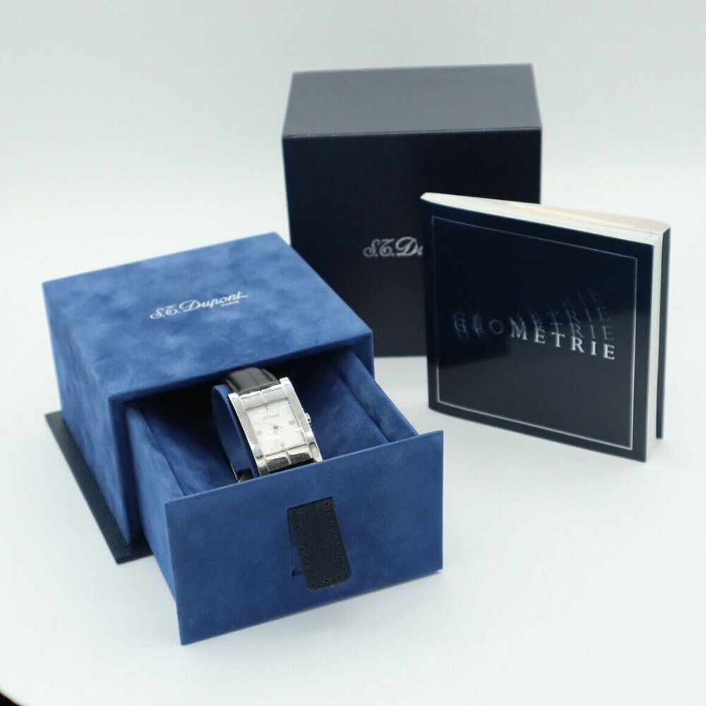 Vintage S.T. Dupont Geometrie Men's Quartz Wristwatch Swiss Full Set Very Good